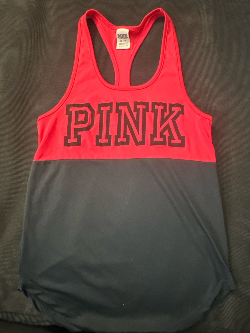 PINK Victoria's Secret Red and Black Colorblock Racerback Tank